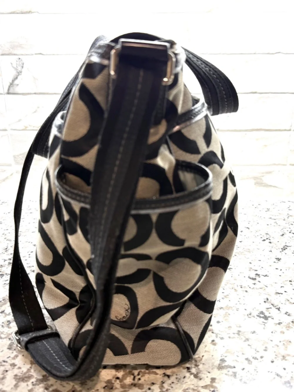 Coach Op Art Signature Khaki & Black Canvas Diaper Bag/Tote